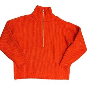 Vince Camuto Women’s Size Medium OrangeRed Zip Neck Long Sleeve Sweater